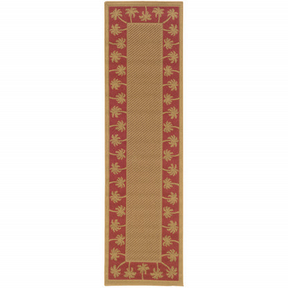 2' X 8' Beige Stain Resistant Indoor Outdoor Area Rug