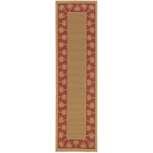 2' X 8' Beige Stain Resistant Indoor Outdoor Area Rug