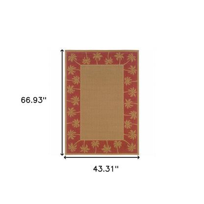 4' X 6' Beige Stain Resistant Indoor Outdoor Area Rug