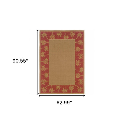 5' X 8' Beige Stain Resistant Indoor Outdoor Area Rug