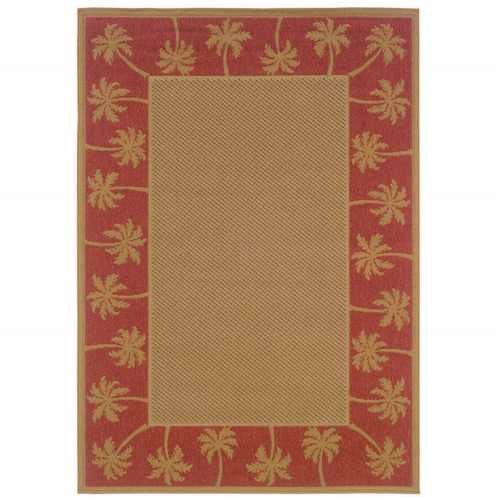 6' X 9' Beige Stain Resistant Indoor Outdoor Area Rug