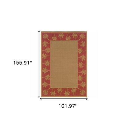 9' X 13' Beige Stain Resistant Indoor Outdoor Area Rug