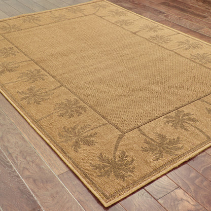 7' X 10' Beige Stain Resistant Indoor Outdoor Area Rug