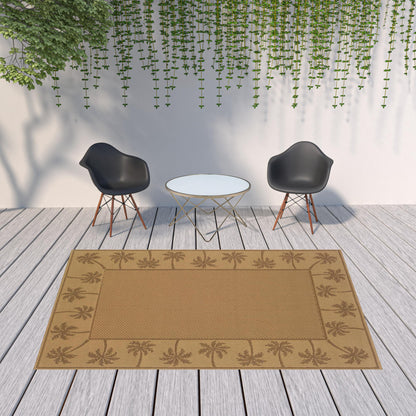 7' X 10' Beige Stain Resistant Indoor Outdoor Area Rug