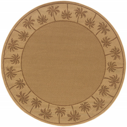 8' X 8' Beige Round Stain Resistant Indoor Outdoor Area Rug