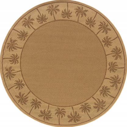 8' X 8' Beige Round Stain Resistant Indoor Outdoor Area Rug