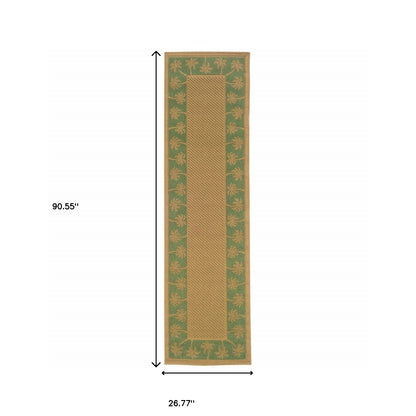 2' X 8' Beige Stain Resistant Indoor Outdoor Area Rug