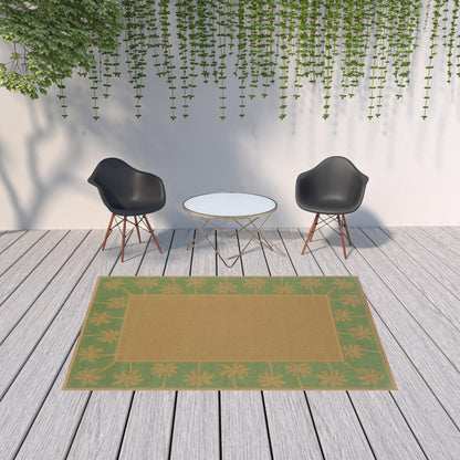 6' X 9' Beige Stain Resistant Indoor Outdoor Area Rug