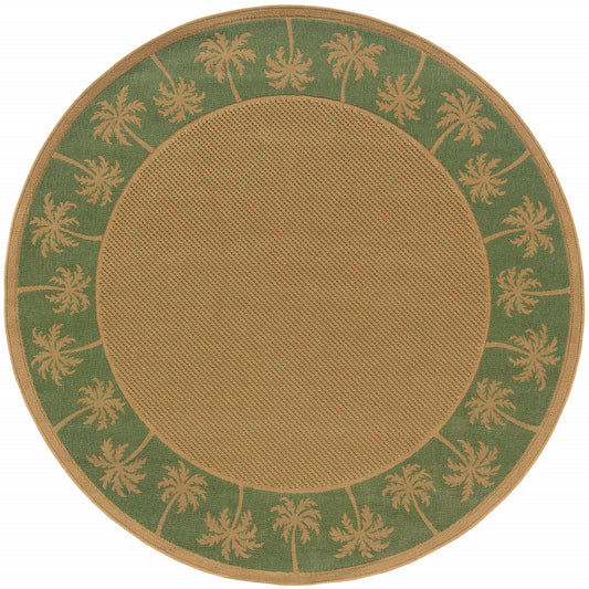 8' X 8' Beige Round Stain Resistant Indoor Outdoor Area Rug