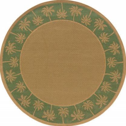 8' X 8' Beige Round Stain Resistant Indoor Outdoor Area Rug