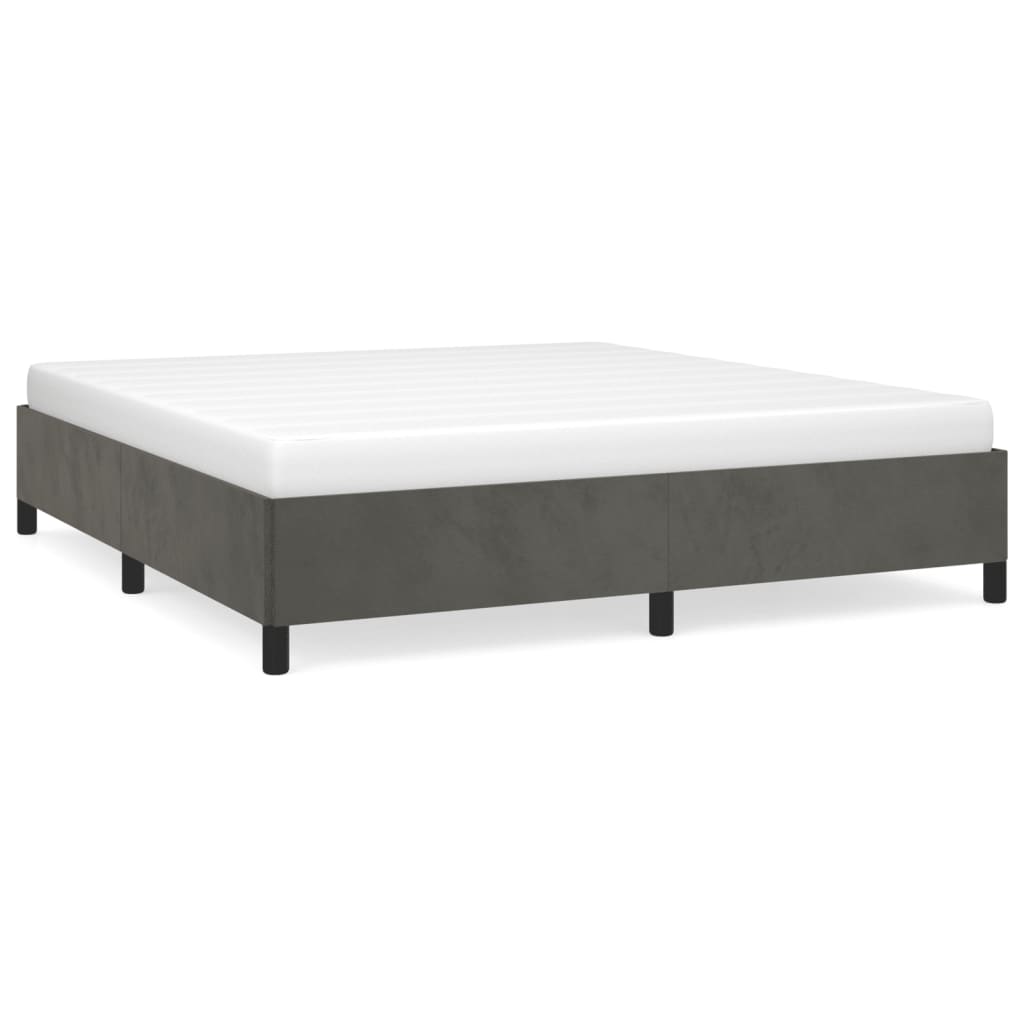 Bed Frame without Mattress Dark Gray 76"x79.9" King Velvet