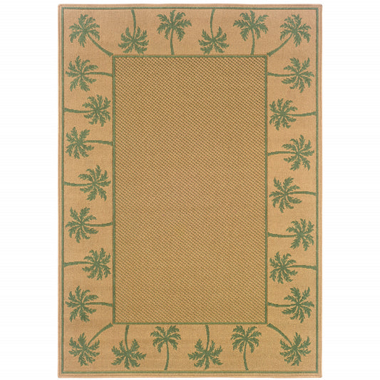 6' X 9' Beige Stain Resistant Indoor Outdoor Area Rug