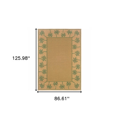 7' X 10' Beige Stain Resistant Indoor Outdoor Area Rug