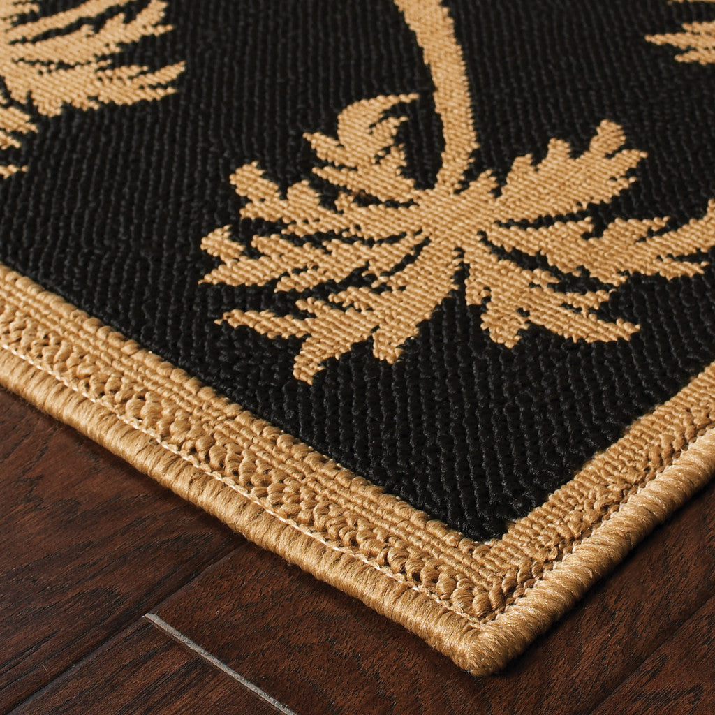 4' X 6' Beige and Black Stain Resistant Indoor Outdoor Area Rug