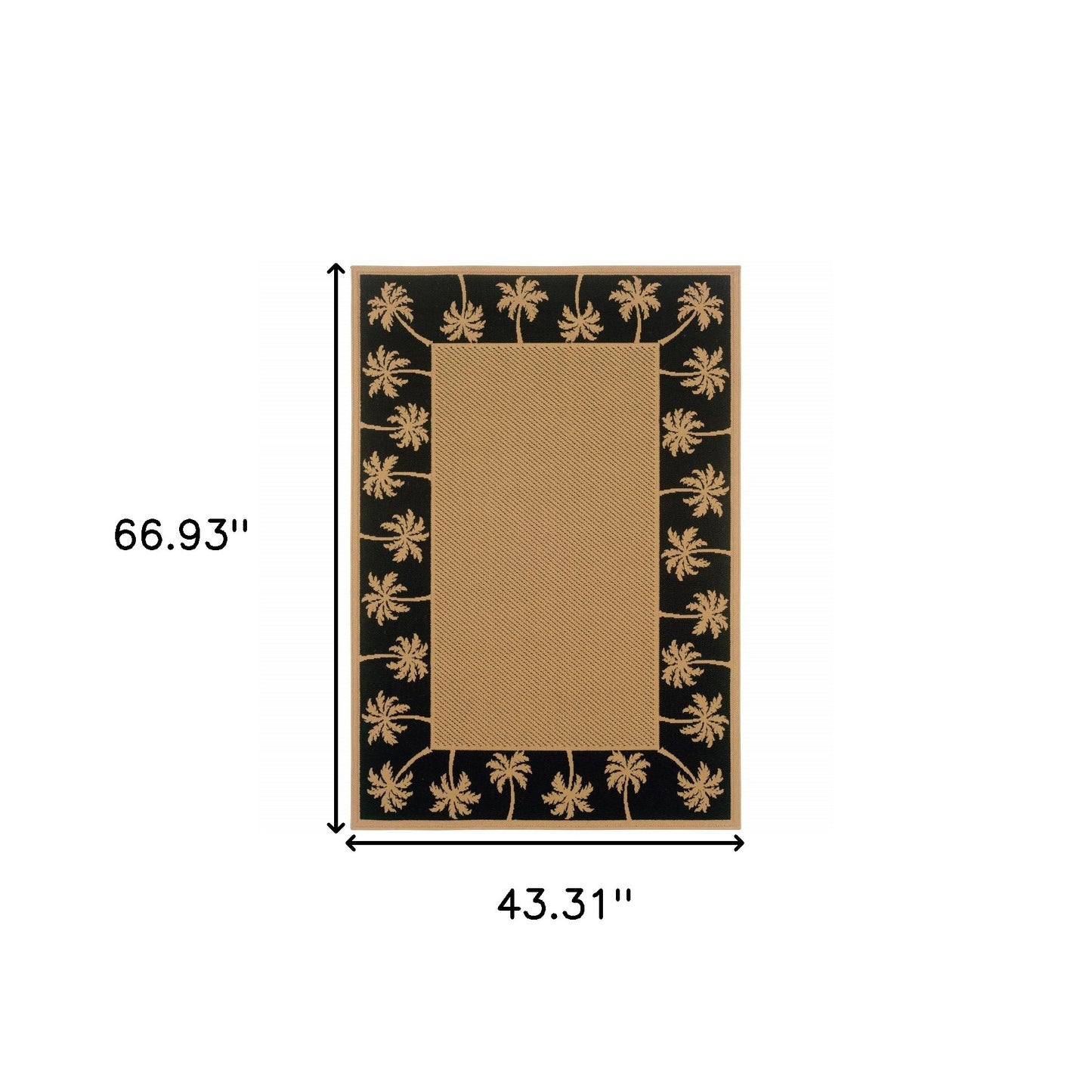 4' X 6' Beige and Black Stain Resistant Indoor Outdoor Area Rug