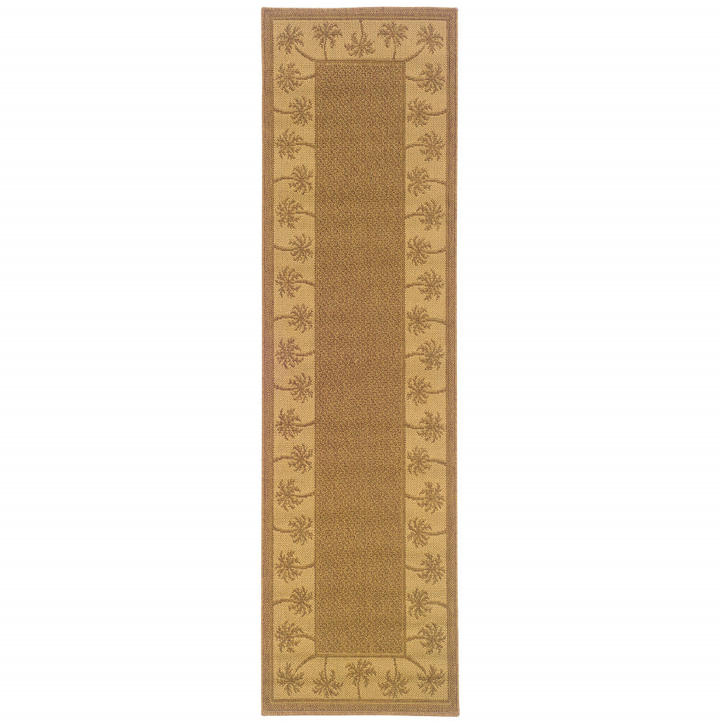 2' X 8' Tan Stain Resistant Indoor Outdoor Area Rug