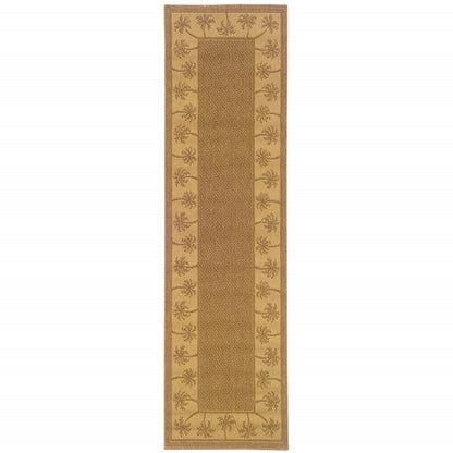 2' X 8' Tan Stain Resistant Indoor Outdoor Area Rug