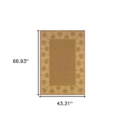 4' X 6' Tan Stain Resistant Indoor Outdoor Area Rug