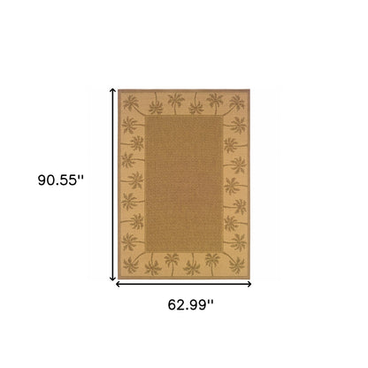 5' X 8' Tan Stain Resistant Indoor Outdoor Area Rug