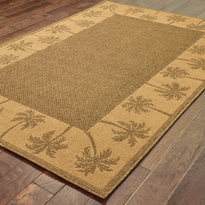 7' X 10' Tan Stain Resistant Indoor Outdoor Area Rug