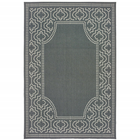 2' X 4' Gray and Ivory Stain Resistant Indoor Outdoor Area Rug