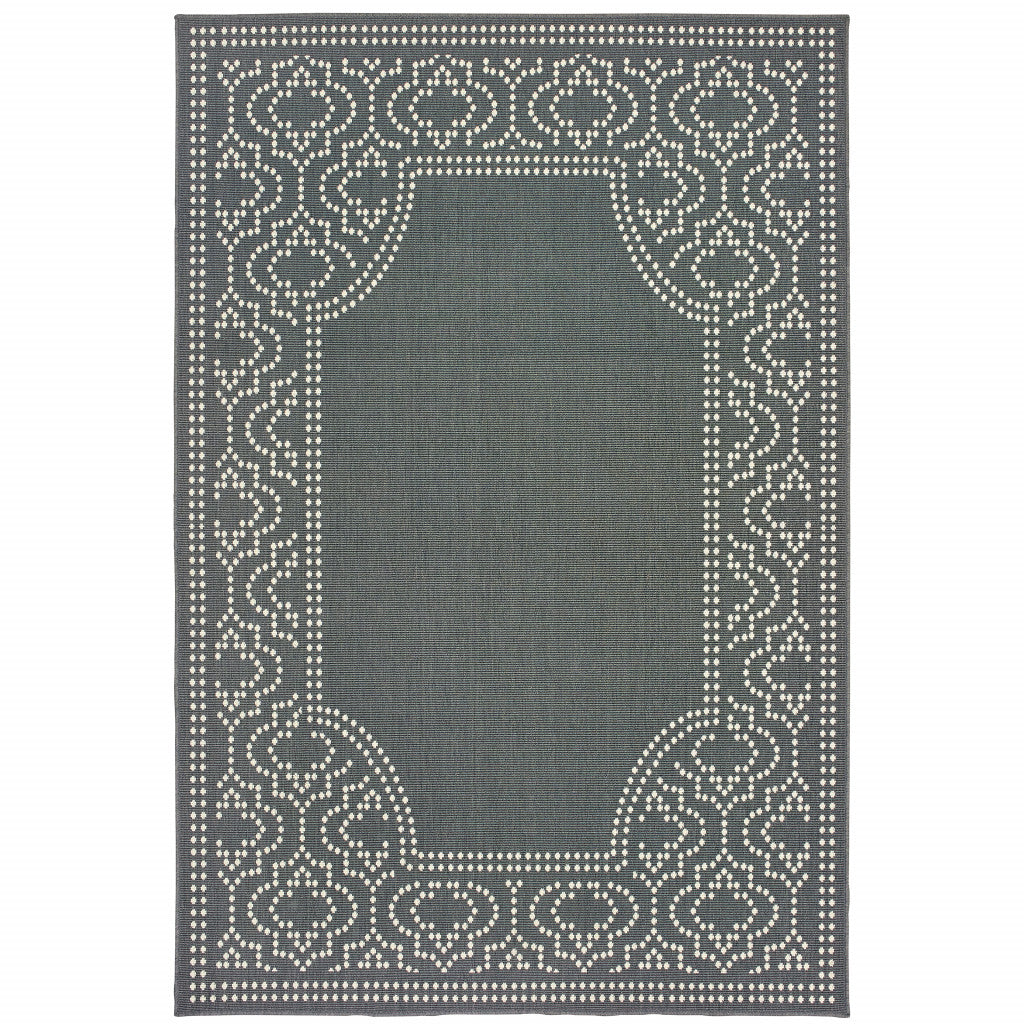 2' X 4' Gray and Ivory Stain Resistant Indoor Outdoor Area Rug