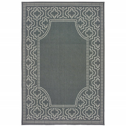 4' X 6' Gray and Ivory Stain Resistant Indoor Outdoor Area Rug