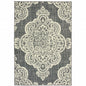 9' X 13' Gray and Ivory Oriental Stain Resistant Indoor Outdoor Area Rug