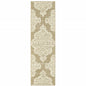 2' X 8' Tan Oriental Stain Resistant Indoor Outdoor Area Rug