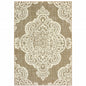 5' X 8' Tan Oriental Stain Resistant Indoor Outdoor Area Rug