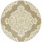 8' X 8' Tan Round Oriental Stain Resistant Indoor Outdoor Area Rug