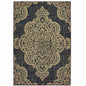 2' X 4' Black and Tan Oriental Stain Resistant Indoor Outdoor Area Rug