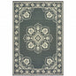 2' X 4' Gray and Ivory Oriental Stain Resistant Indoor Outdoor Area Rug