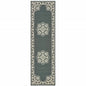 2' X 8' Gray and Ivory Oriental Stain Resistant Indoor Outdoor Area Rug