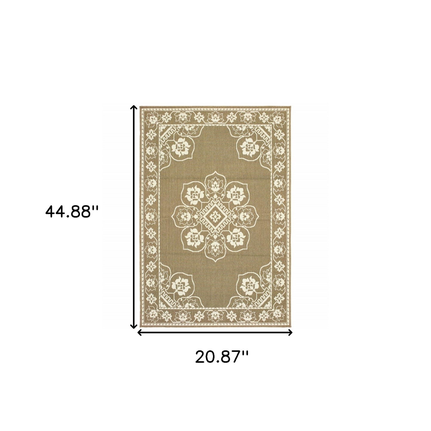 2' X 4' Tan Oriental Stain Resistant Indoor Outdoor Area Rug