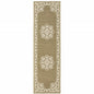 2' X 8' Tan Oriental Stain Resistant Indoor Outdoor Area Rug