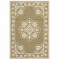 2' X 4' Tan Oriental Stain Resistant Indoor Outdoor Area Rug