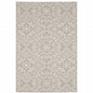 3' X 5' Gray and Ivory Floral Stain Resistant Indoor Outdoor Area Rug