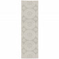 2' X 7' Gray and Ivory Geometric Stain Resistant Indoor Outdoor Area Rug