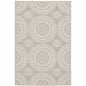 7' X 9' Gray and Ivory Geometric Stain Resistant Indoor Outdoor Area Rug