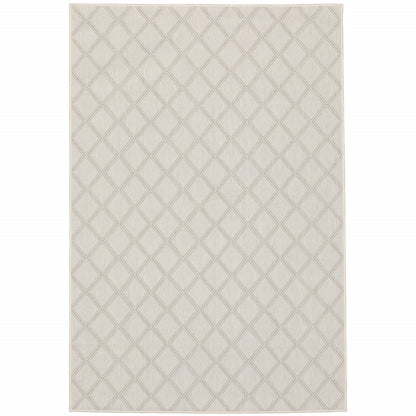 3' X 5' Gray and Ivory Geometric Stain Resistant Indoor Outdoor Area Rug