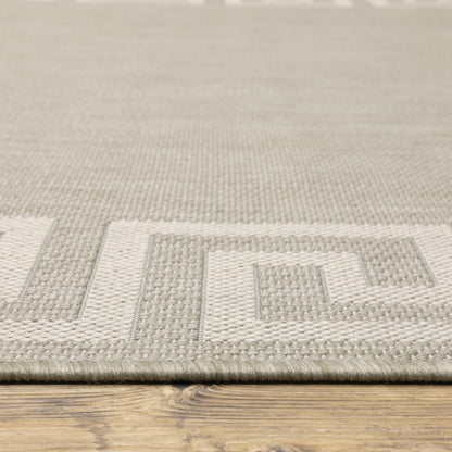 2' X 7' Gray and Ivory Stain Resistant Indoor Outdoor Area Rug