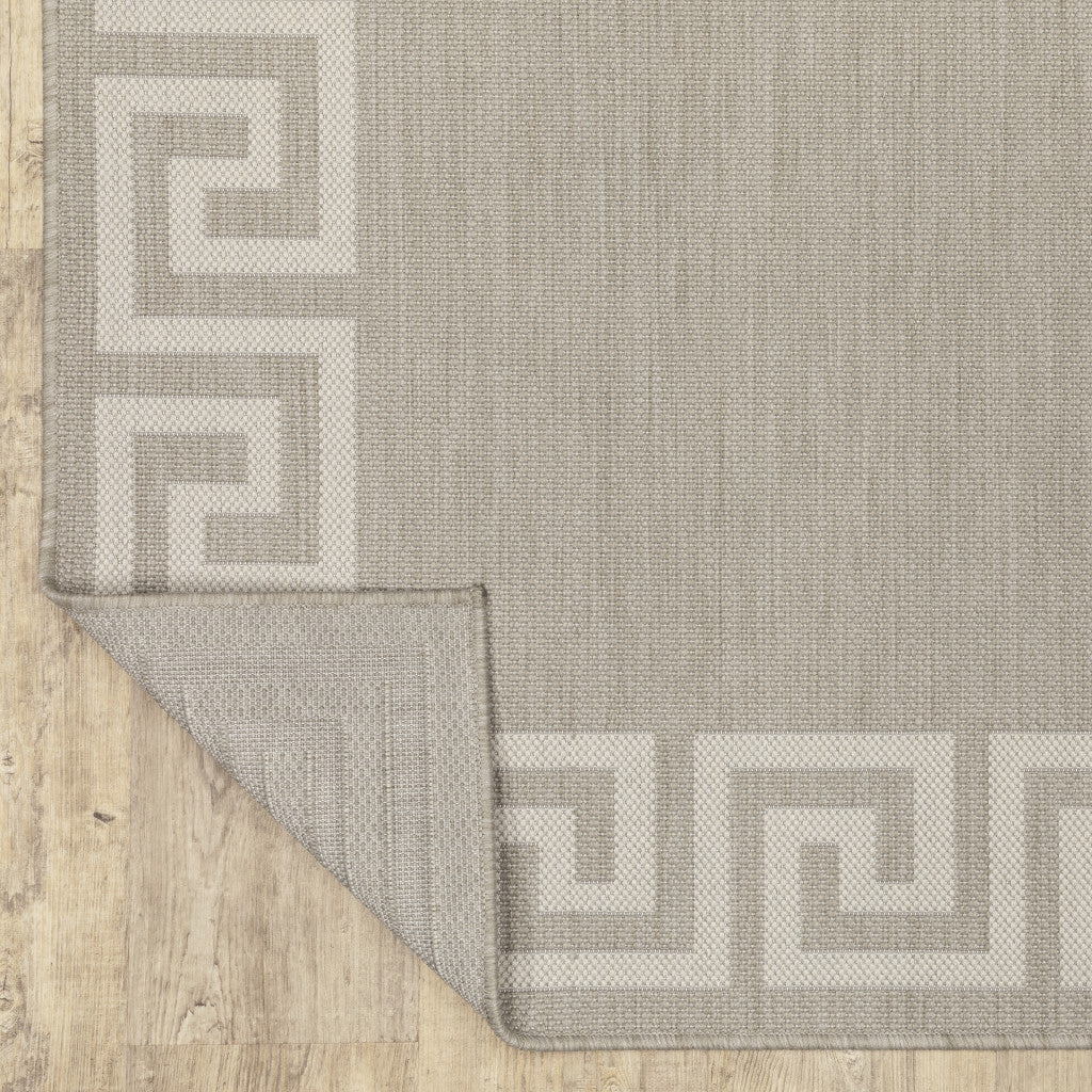 2' X 7' Gray and Ivory Stain Resistant Indoor Outdoor Area Rug