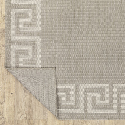 2' X 7' Gray and Ivory Stain Resistant Indoor Outdoor Area Rug