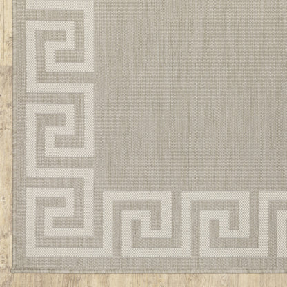 2' X 7' Gray and Ivory Stain Resistant Indoor Outdoor Area Rug