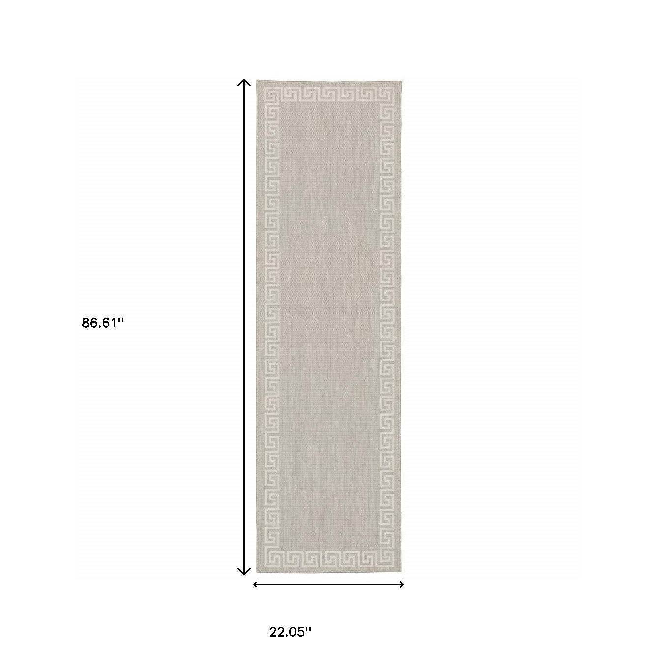 2' X 7' Gray and Ivory Stain Resistant Indoor Outdoor Area Rug