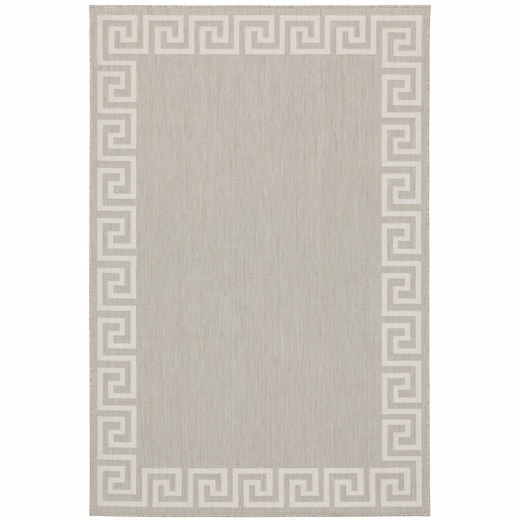 5' X 7' Gray and Ivory Stain Resistant Indoor Outdoor Area Rug