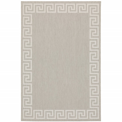 5' X 7' Gray and Ivory Stain Resistant Indoor Outdoor Area Rug