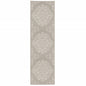 2' X 7' Gray and Ivory Oriental Stain Resistant Indoor Outdoor Area Rug