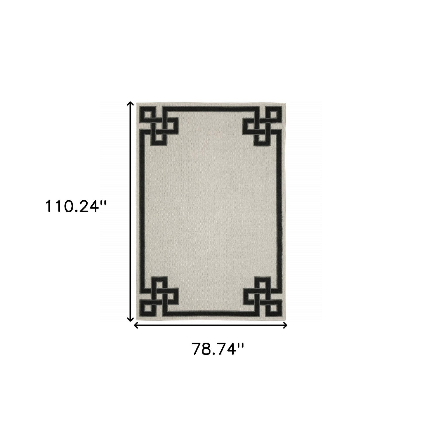 7' X 9' Beige and Black Stain Resistant Indoor Outdoor Area Rug